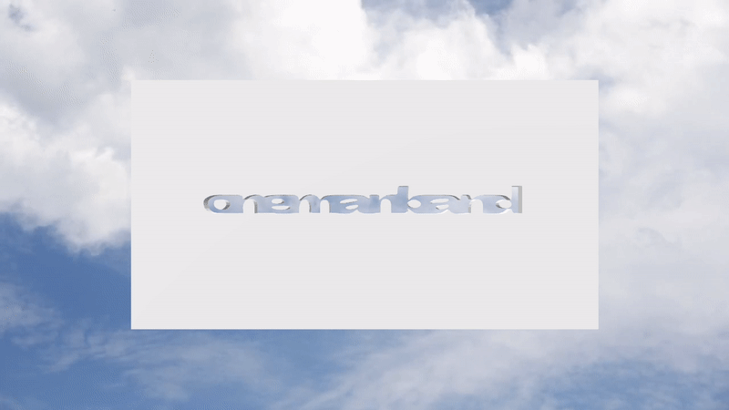 Vanity logo for onemanband, featuring clouds moving.