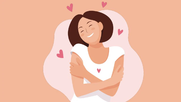 Image of a lady hugging herself