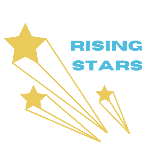 Three shooting stars with 'Rising Stars' text