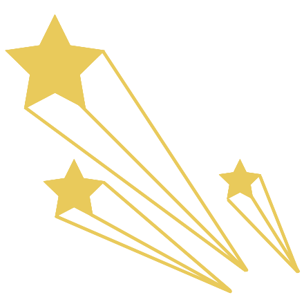 Three shooting stars logo