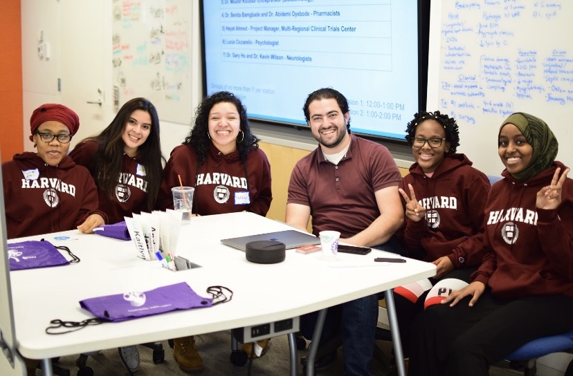 Alisha Ovide (second from right) participates in a Harvard University program for high school students.