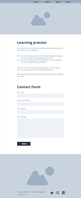 wireframe for contact form