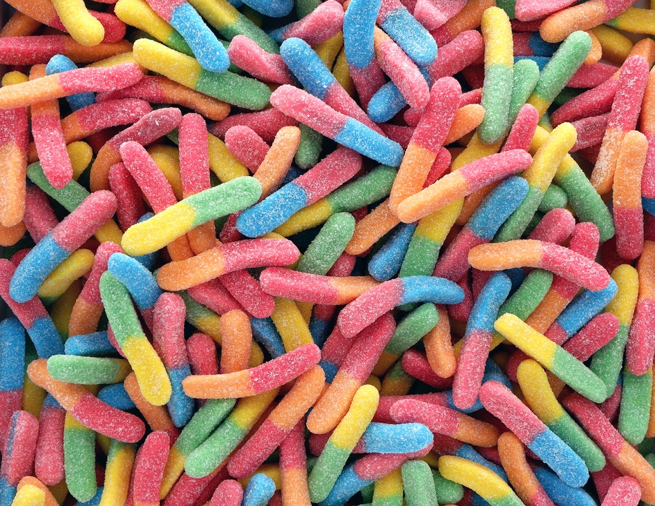 Colored candy worms