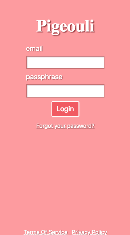 Screenshot of the login screen