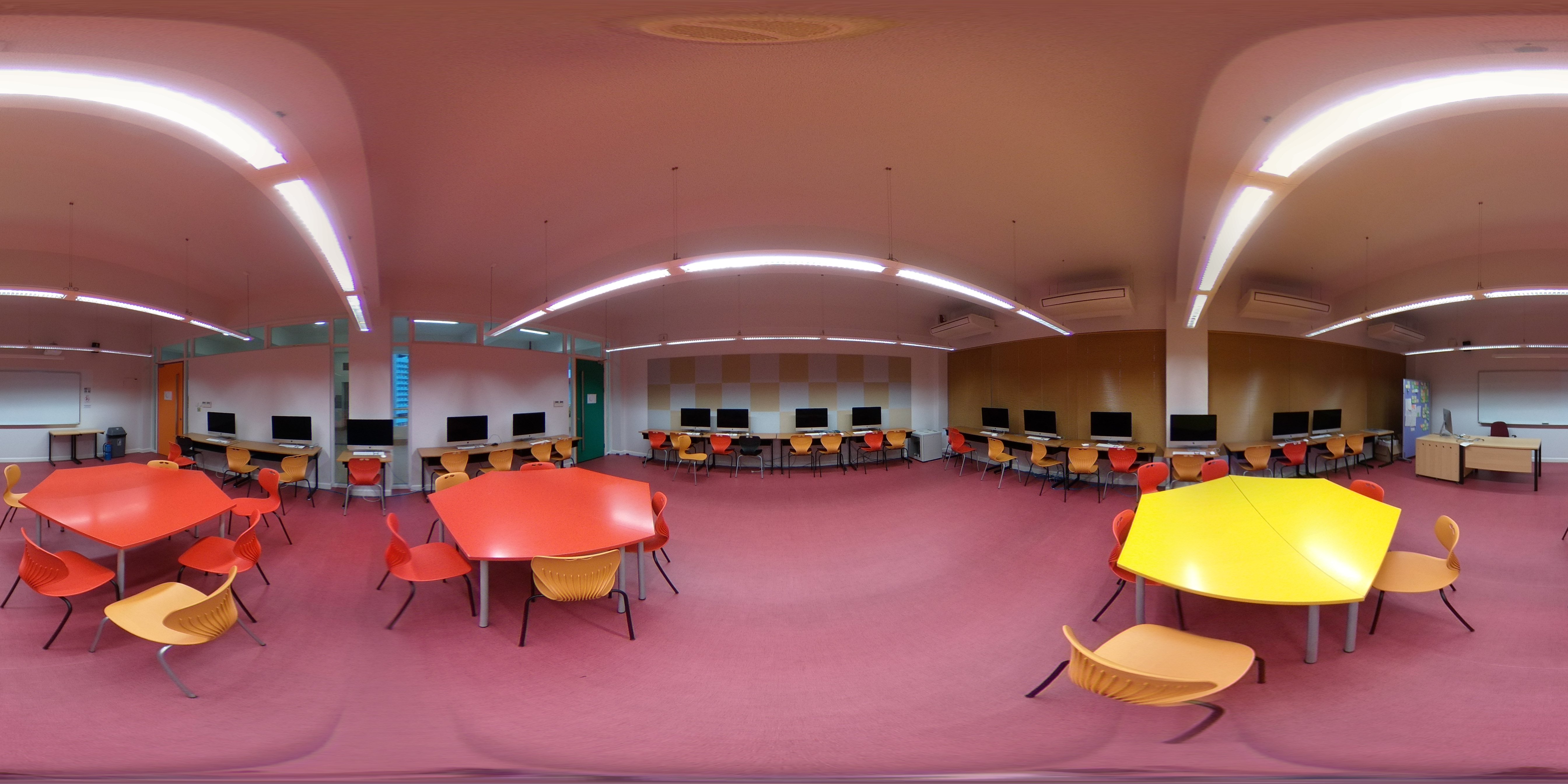 Equirectangular photo of a classroom