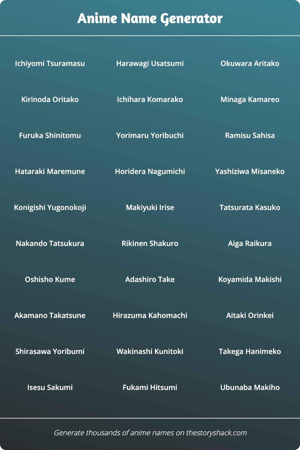 Anime Name Generator | 1000s of random anime names