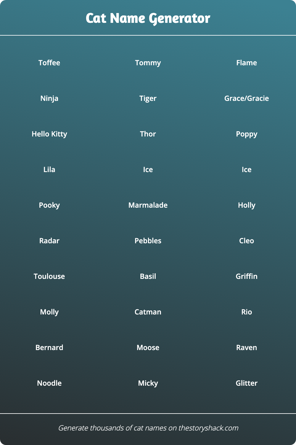 Cat Name Generator 1000s Of Random Cat Names