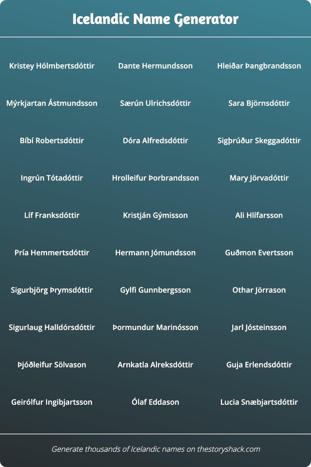 Icelandic Name  Generator  1000s of random Icelandic names 