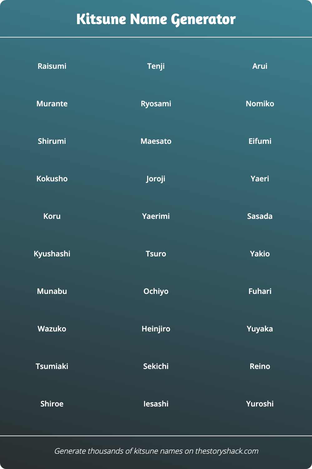 Kitsune Name Generator 1000s Of Random Kitsune Names