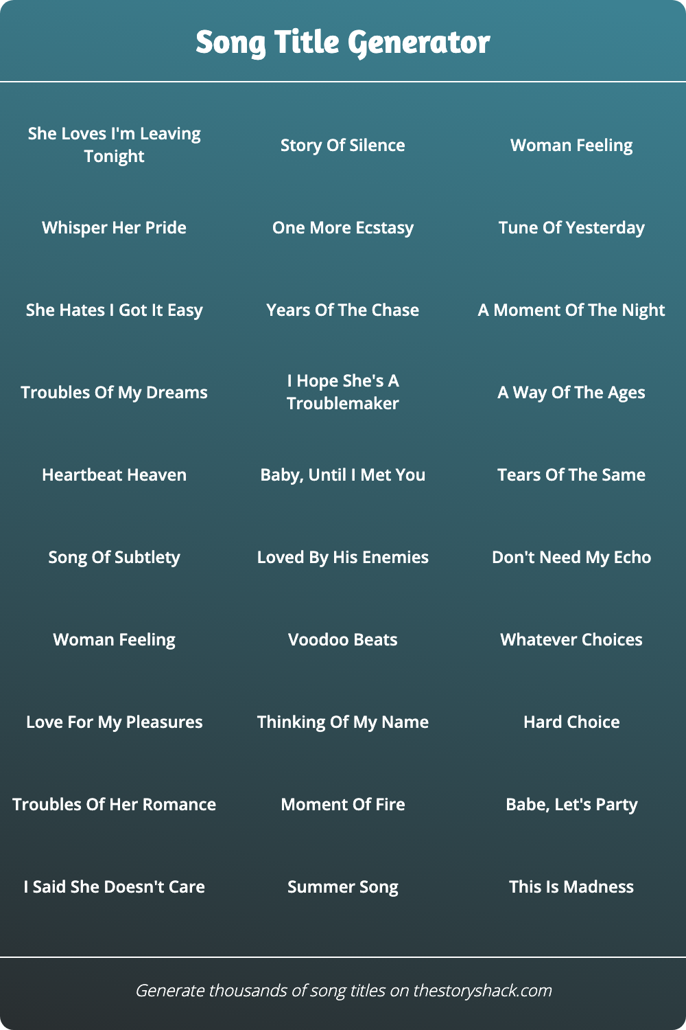 Song Title Generator | 1000s of random song titles