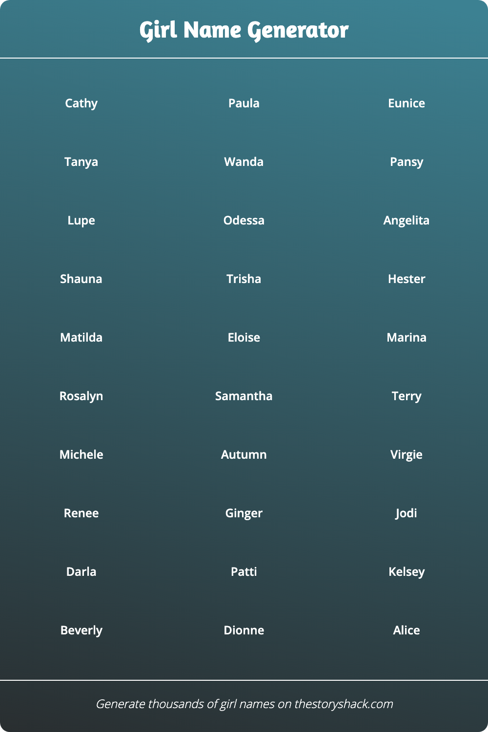 Girl Name Generator | 1000s of random girl names
