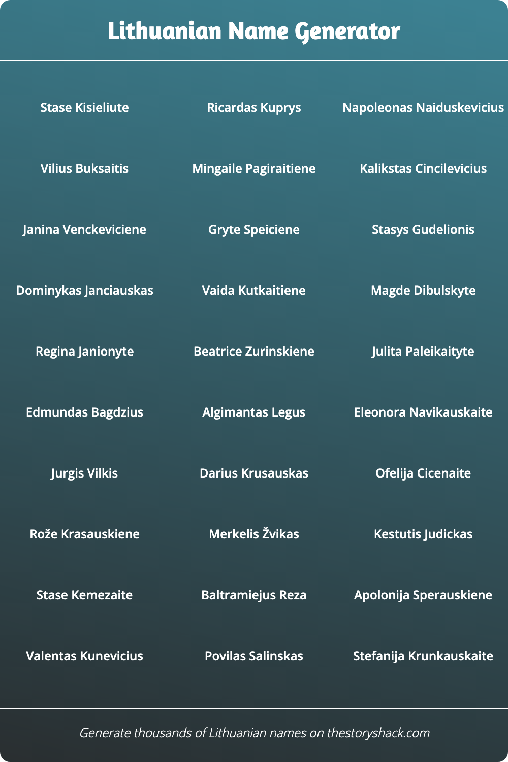 Lithuanian Name Generator | 1000s of random Lithuanian names