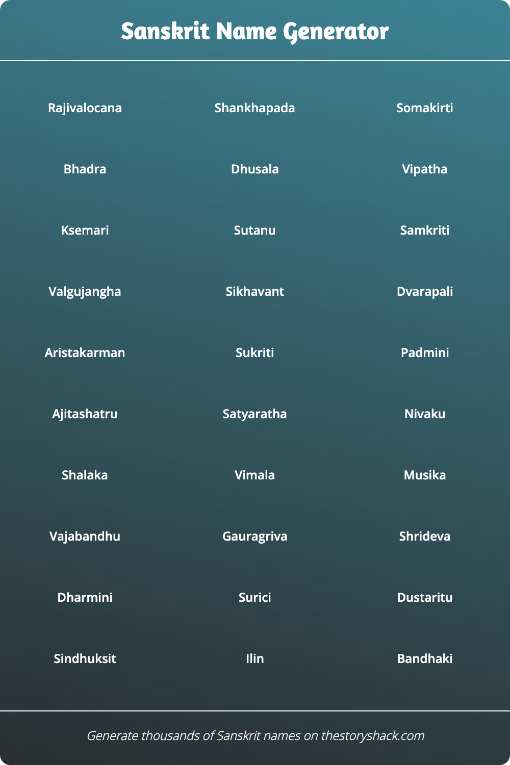 Sanskrit Name Generator | 1000s of random Sanskrit names