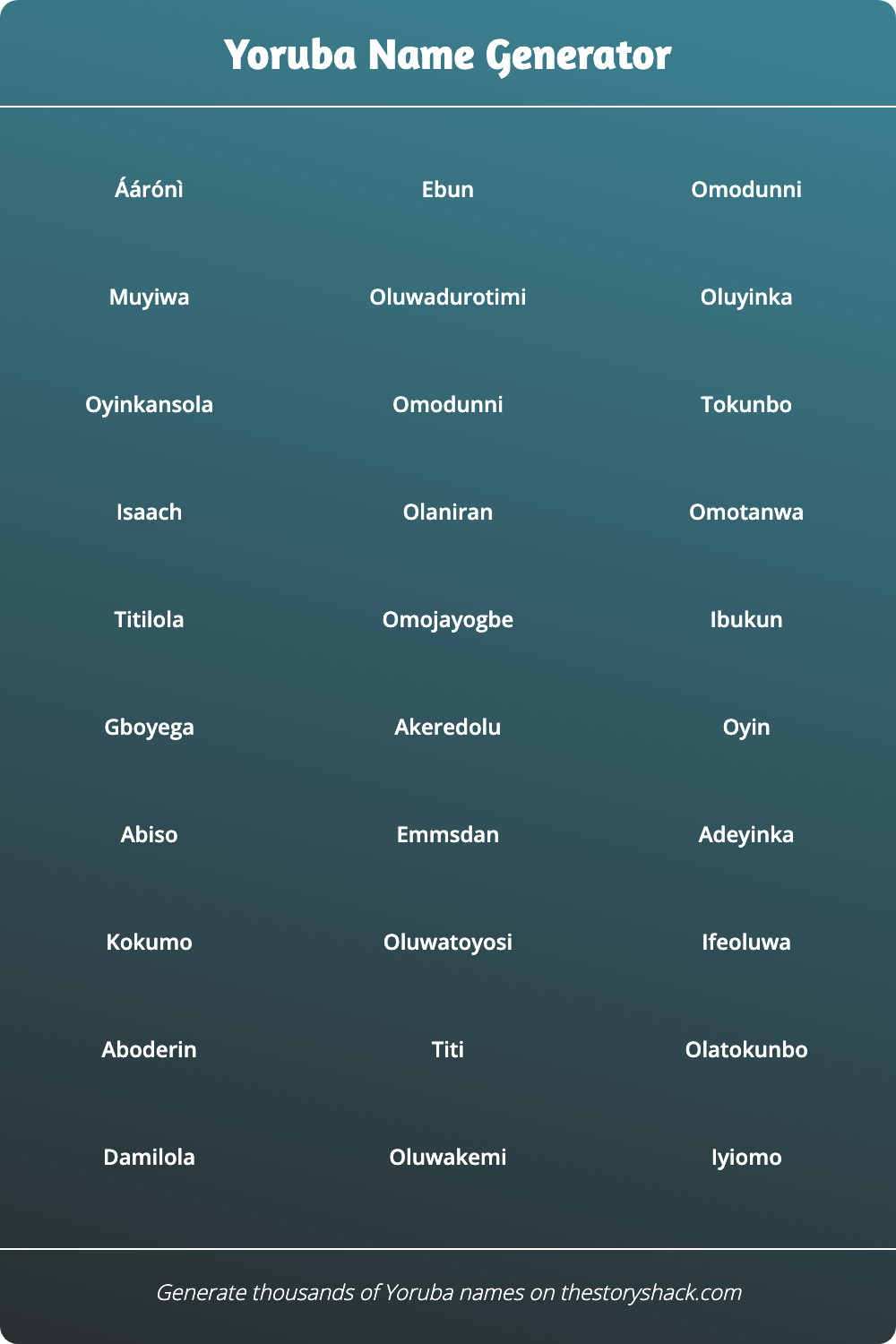 Yoruba Name Generator | 1000s of random Yoruba names