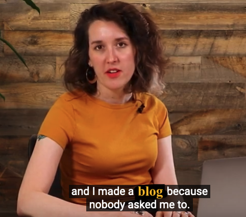 photo of me talking and the caption says 'and i made a blog because nobody asked me to' and blog was written over a word that was crossed out