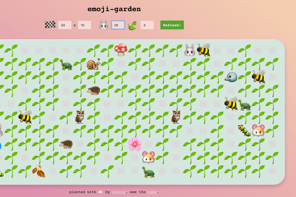 Emoji Garden app on Glitch