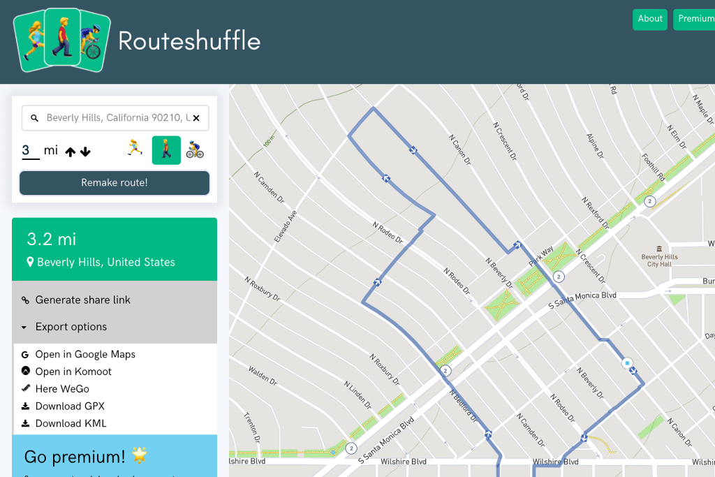 Route Shuffle app on Glitch