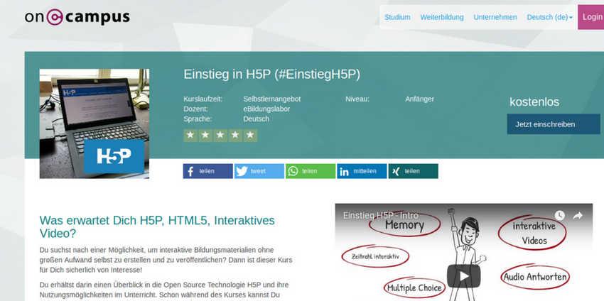 Screenshot H5P-Kurs